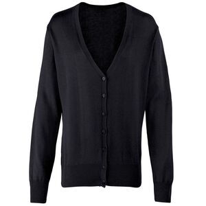 Premier Womens/Ladies Cotton Acrylic V Neck Cardigan / Black